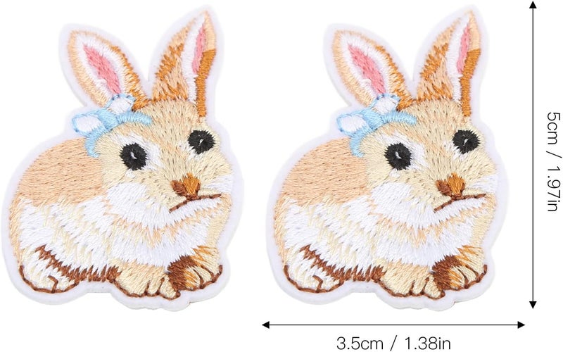 HEEPDD Cotton Embroidered Patches 10 Pieces for DIY Craft Work Wedding Dresses Household Cute Bunny Applique Iron On Patch Nan Sewing Embroidery - Image 2