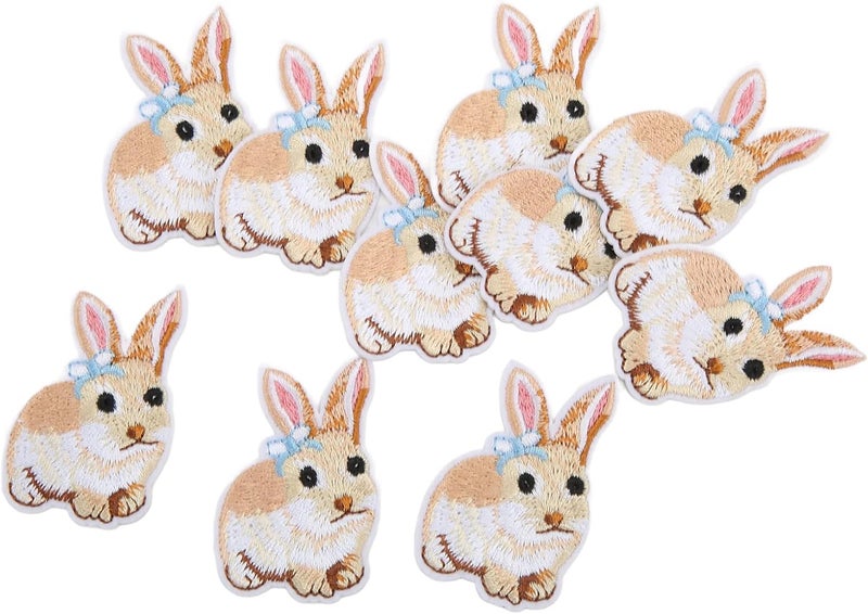 HEEPDD Cotton Embroidered Patches 10 Pieces for DIY Craft Work Wedding Dresses Household Cute Bunny Applique Iron On Patch Nan Sewing Embroidery - Image 5