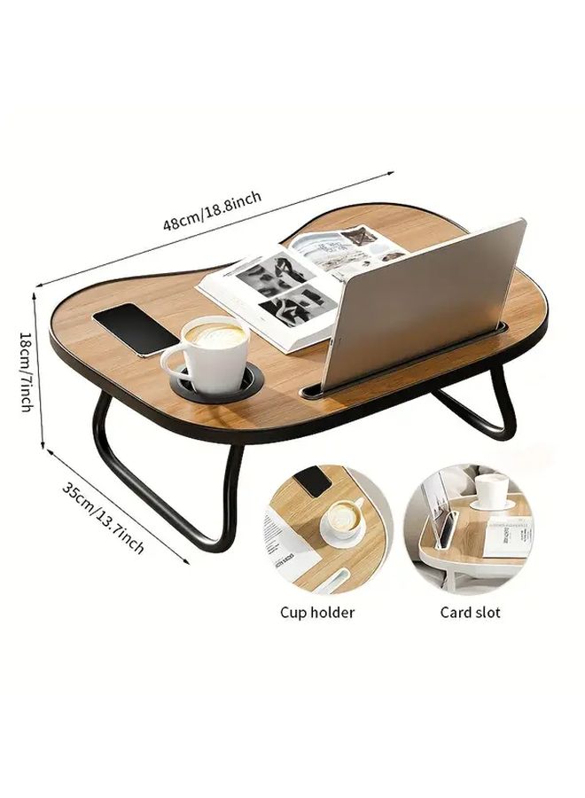 Ergonomic Laptop Desk And Bedside Table Black 23 By 16 Inch Adjustable Height Foldable Tray Wood Top Sturdy Legs Space Saving Portable Bed Sofa Table For Home Office Dorm Travel Compatible With Tablets Notebooks - Image 2