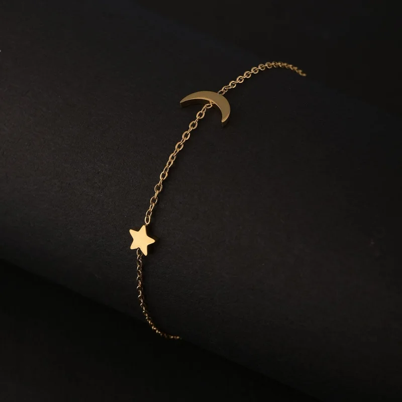 Palmonas PALMONAS 18k Gold Tone Plated Star Moon Bracelet
 for Women