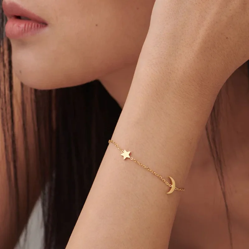 Palmonas  PALMONAS Star Moon Chain Bracelet for Women | 18K Gold Plated, Waterproof & Anti-Tarnish for Women | Best Price UAE