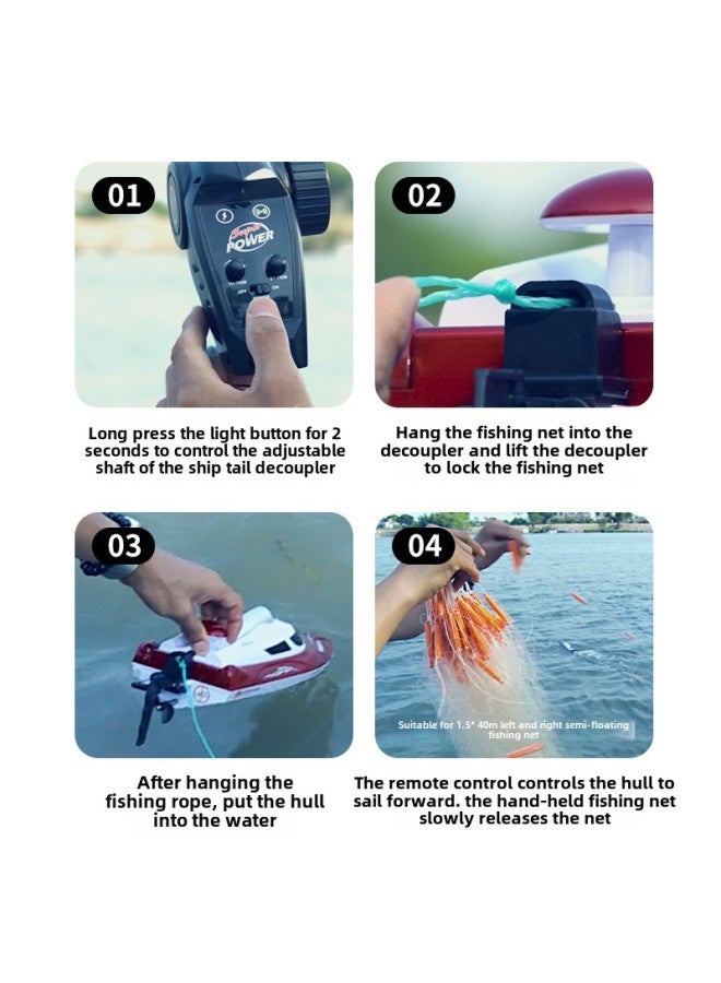 Hongxunjie 809 Children's Remote Control Speedboat Nest Boat Fishing Net Boat Fishing Fishing Automatic One-button Unhooking Boat-Color:809 Dragnet Boat ]  - Image 5