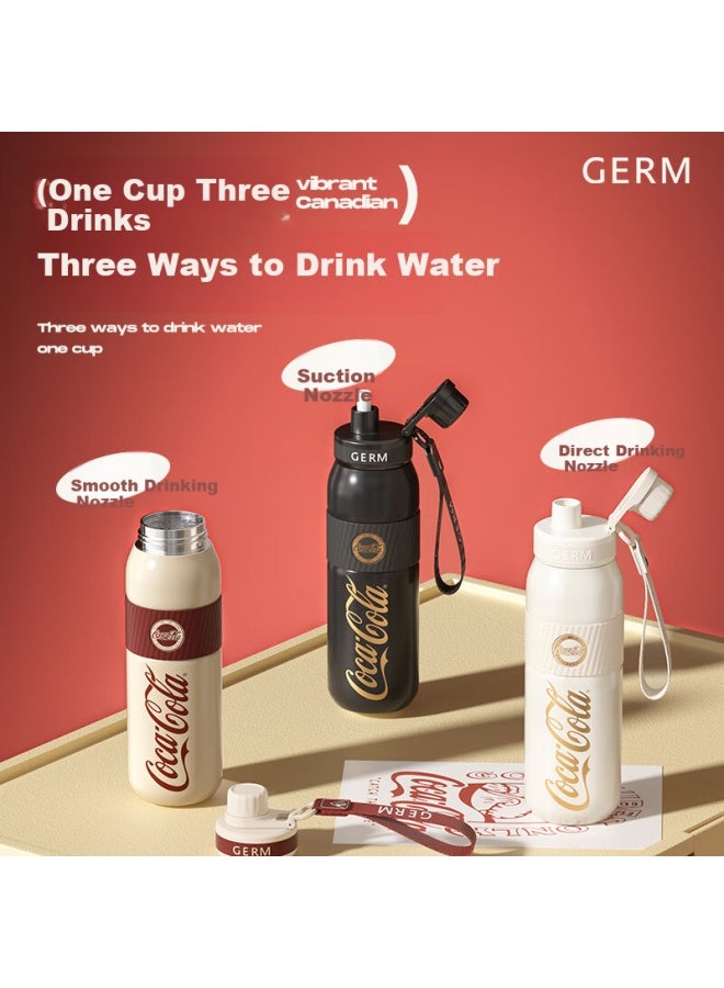 Germ Coca-cola Insulated Cup With Straw, Sports Water Bottle, Large Capacity Student Cup, Gift Cup, 580ml, Retro Red - Image 1