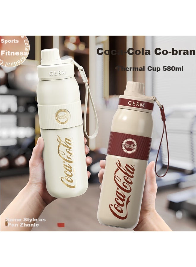 Germ Coca-cola Insulated Cup With Straw, Sports Water Bottle, Large Capacity Student Cup, Gift Cup, 580ml, Retro Red - Image 2