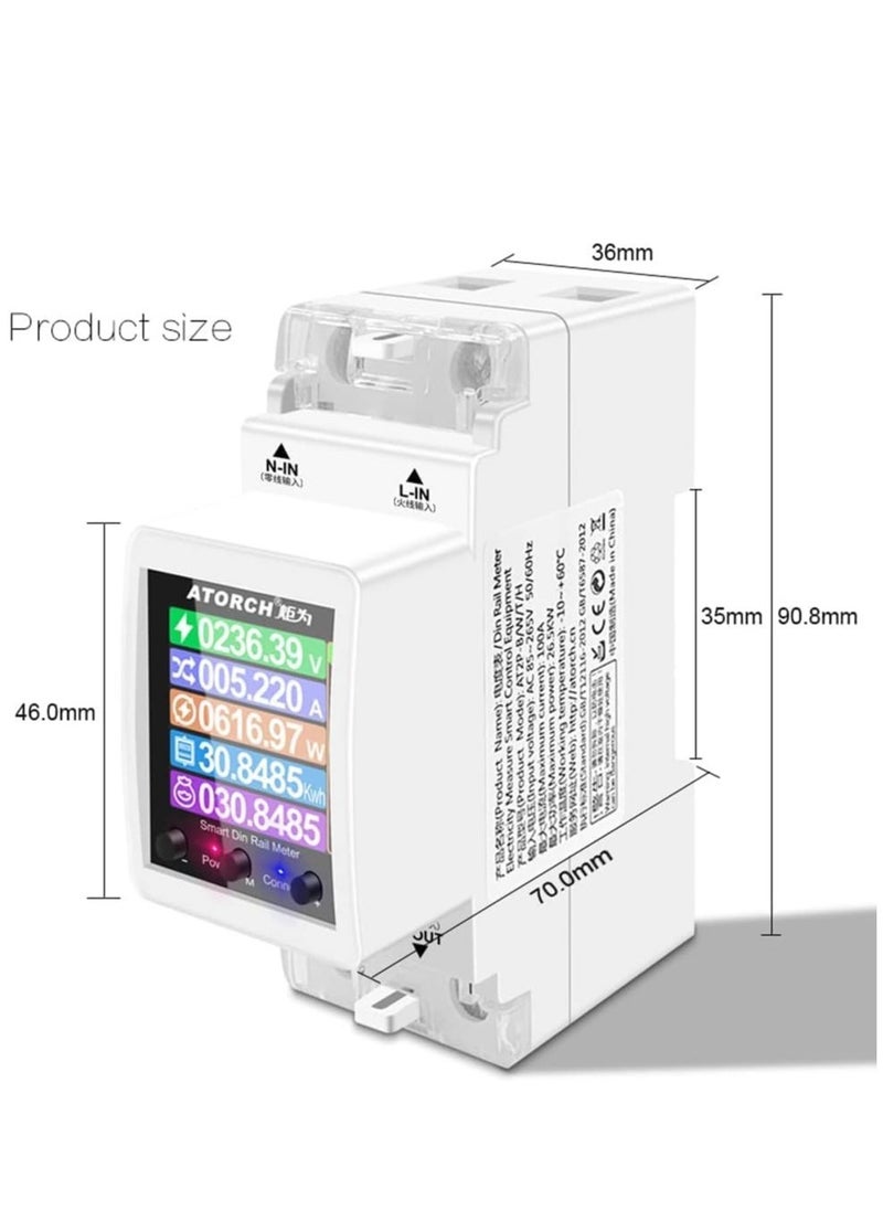 Generic - Intelligent Electric Power Meter, LCD Display Digital Power Energy Meter for Smartphone APP Remotely Control with Timing Sharing Alarm WiFi, AC 85-265V Power Consumption Energy Monitor - Image 1
