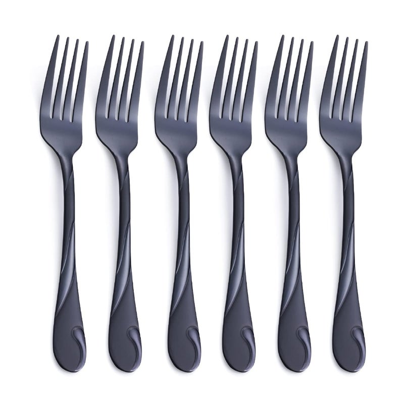 Black Salad Fork Set Seeshine 69inch Stainless Steel Shiny Black Metal Dessert Fork Small Cake Fork Set of 6
