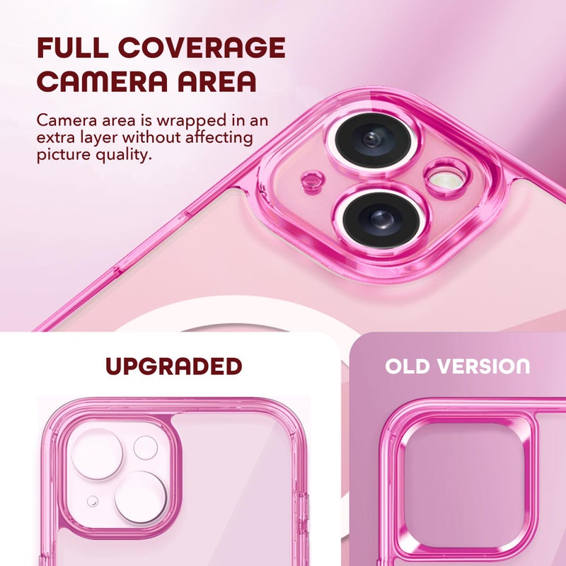TIESZEN for iPhone 15 Case, Compatible with MagSafe, Built-in Privacy Screen Protector and Camera Protection, Anti Spy Full Body Dustproof Shockproof Hard Phone Case 6.1", Fluorescent Pink - Image 5