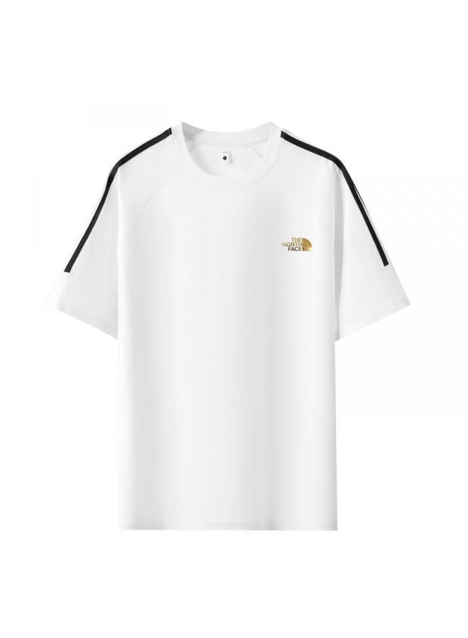 ذا نورث فيس Loose T-shirts with LOGO, 300g double-yarn cotton loose T-shirts for men and women with the same paragraph, and 2 short-sleeved round neck shirts for leisure sports. - Image 2
