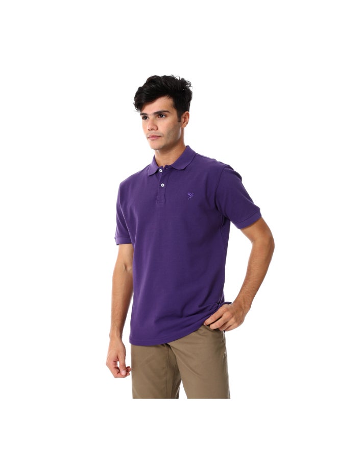 Esla Turn Down Collar Short Sleeves Pique Elegant Mauve Polo - Image 3