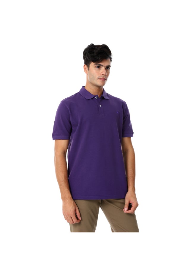 Esla Turn Down Collar Short Sleeves Pique Elegant Mauve Polo - Image 2