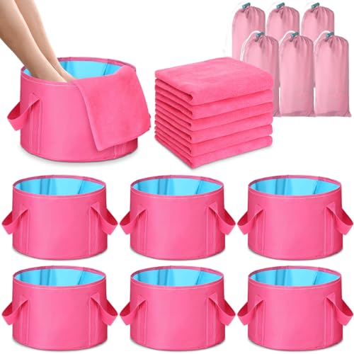 FillTouch 12 Pcs 15L Foldable Foot Soaking Tub Kit Portable Foot Bath Tub Foldable Foot Basin Bath Foot Tub for Soaking Feet with Towel and Storage Bag Soak Spa Bucket for Travel CampingRose Red - Image 1