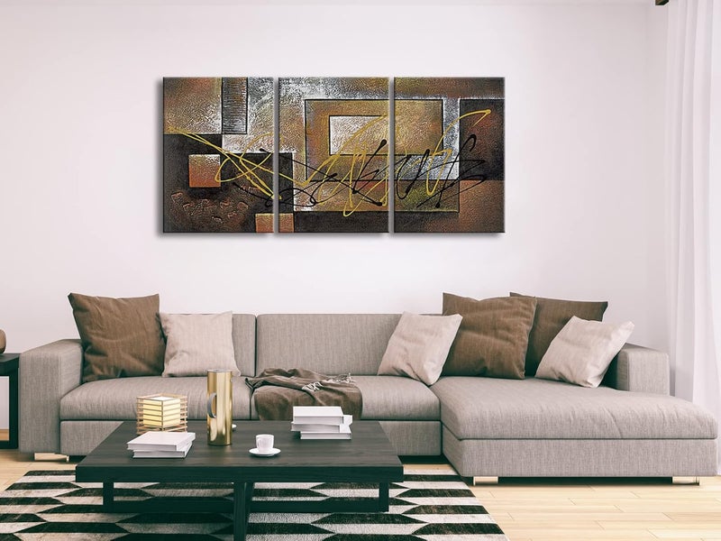 Pyradecor Modern 3 Panels Extra Large Contemporary Canvas Prints Abstract Landscape Pictures Paintings on Canvas Wall Art for Living Room Bedroom Kitchen Home Decorations AH3042-5070 - Image 3