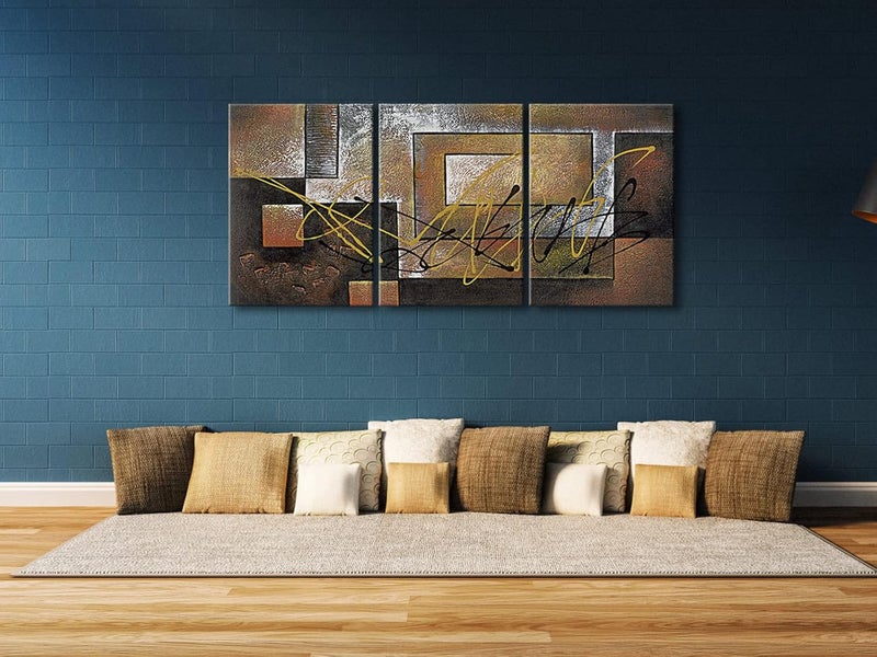 Pyradecor Modern 3 Panels Extra Large Contemporary Canvas Prints Abstract Landscape Pictures Paintings on Canvas Wall Art for Living Room Bedroom Kitchen Home Decorations AH3042-5070 - Image 2