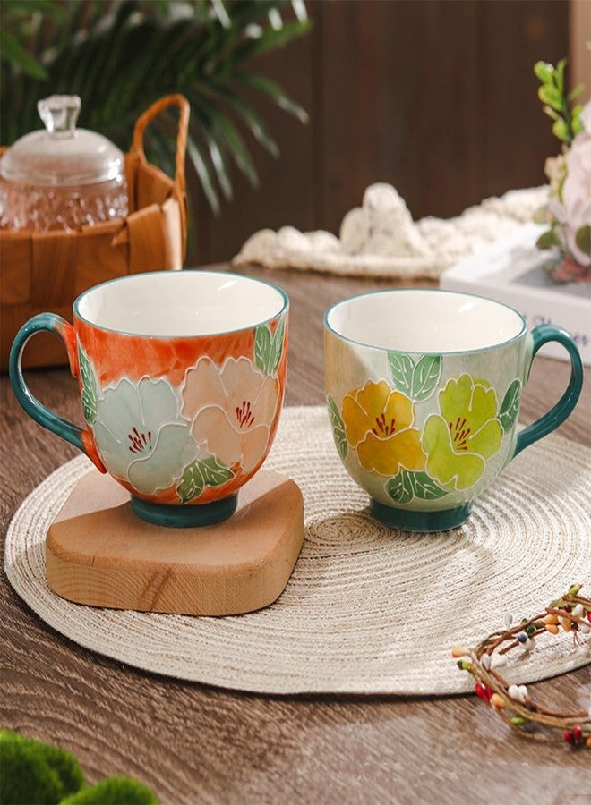Spooky Ceramic Coffee Mug 500ml - Hand-Painted Underglaze Floral Cup with Handle - High-Temperature Resistant Tea & Water Cup for Office or Home - Gift for Women, Men, Couples, Friends (Pattern - C) - Image 2