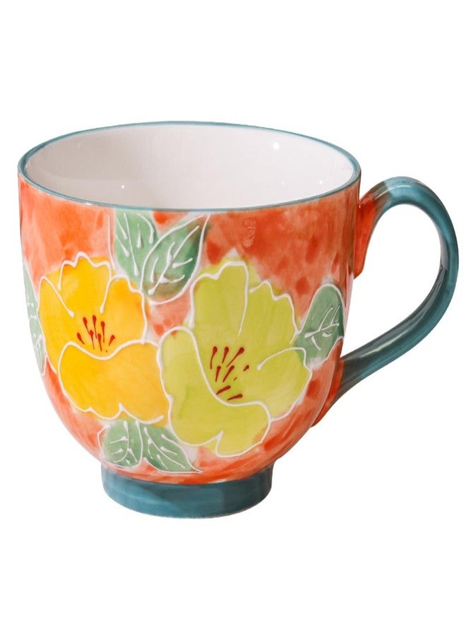 Spooky Ceramic Coffee Mug 500ml - Hand-Painted Underglaze Floral Cup with Handle - High-Temperature Resistant Tea & Water Cup for Office or Home - Gift for Women, Men, Couples, Friends (Pattern - C) - Image 1