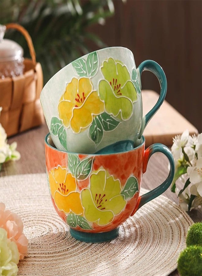 Spooky Ceramic Coffee Mug 500ml - Hand-Painted Underglaze Floral Cup with Handle - High-Temperature Resistant Tea & Water Cup for Office or Home - Gift for Women, Men, Couples, Friends (Pattern - C) - Image 3