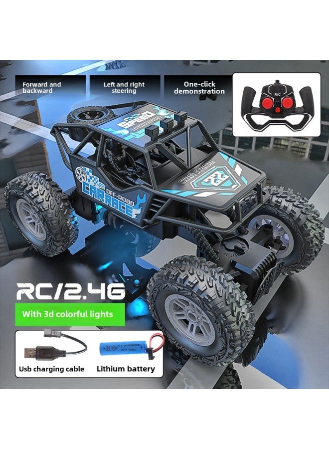 Remote Control Car 2.4g Climbing Alloy Off-road Vehicle Boys Children Toy Car Rechargeable Stall Stall Toys-Color:2.4g Black Blue -5 Remote Control Car-Proportion:With Remote Control Battery 【gift B