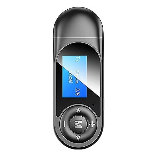 amiciSmart 5.0 Bluetooth Transmitter and Receiver 3.5mm AUX Wireless Dongle for Car Smartphone Laptops TV etc. with LCD Display and Microphone for Audio Transfer - Image 1