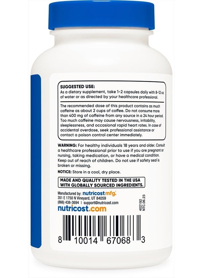 Nutricost غوارانا 1000 ملغ حصة، 150 كبسولة نباتية - مكمل طبيعي من الكافيين البرازيلي المنبه - Image 2