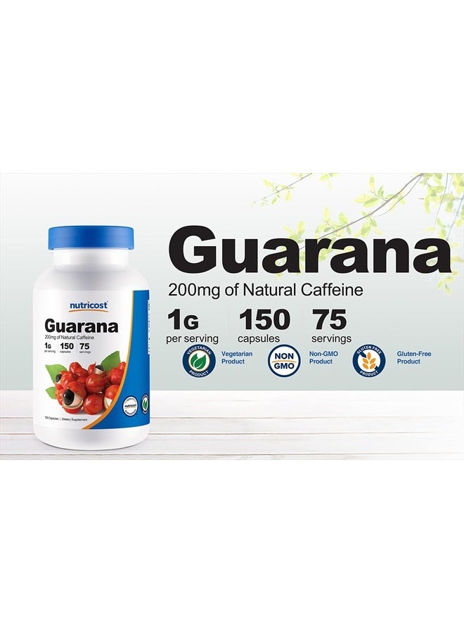 Nutricost غوارانا 1000 ملغ حصة، 150 كبسولة نباتية - مكمل طبيعي من الكافيين البرازيلي المنبه - Image 5