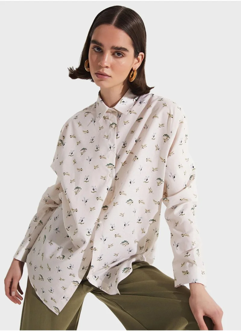 جون Patterned  Button Down Shirt