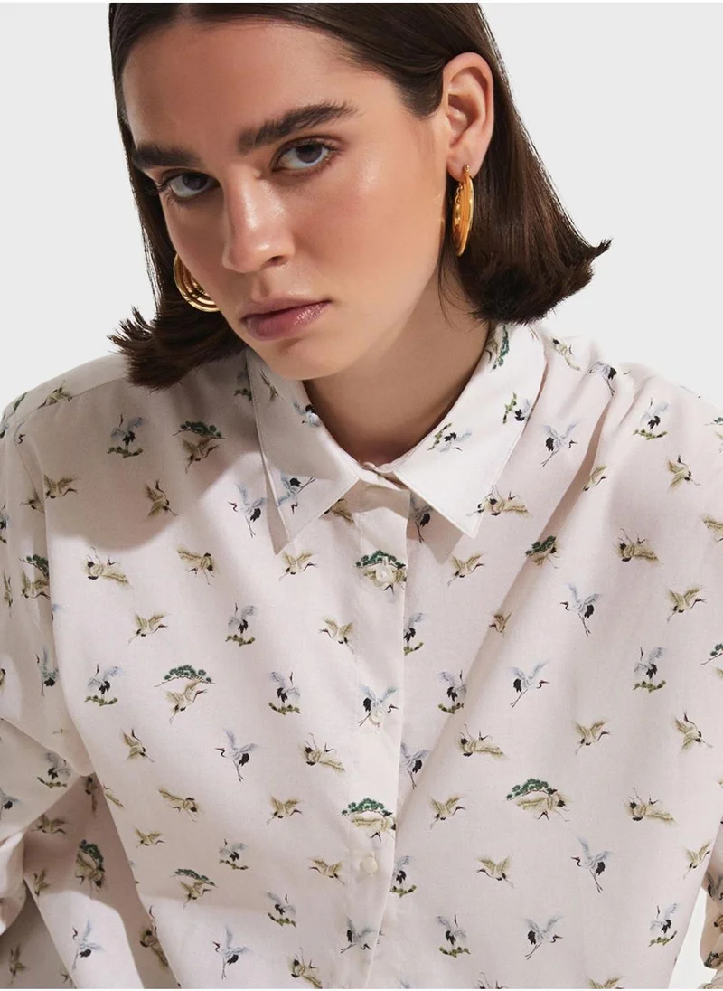 جون Patterned  Button Down Shirt