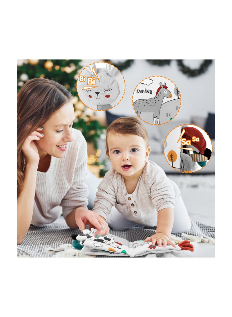 Zikra Baby Books, Fabric Books, Nontoxic Cloth Books, Soft Crinkle Cloth High Contrast Sensory Books for Babies, Newborn Touch Feel Activity Early Development Toy, Boy Girl Shower Gifts 0-6 Months - Image 5