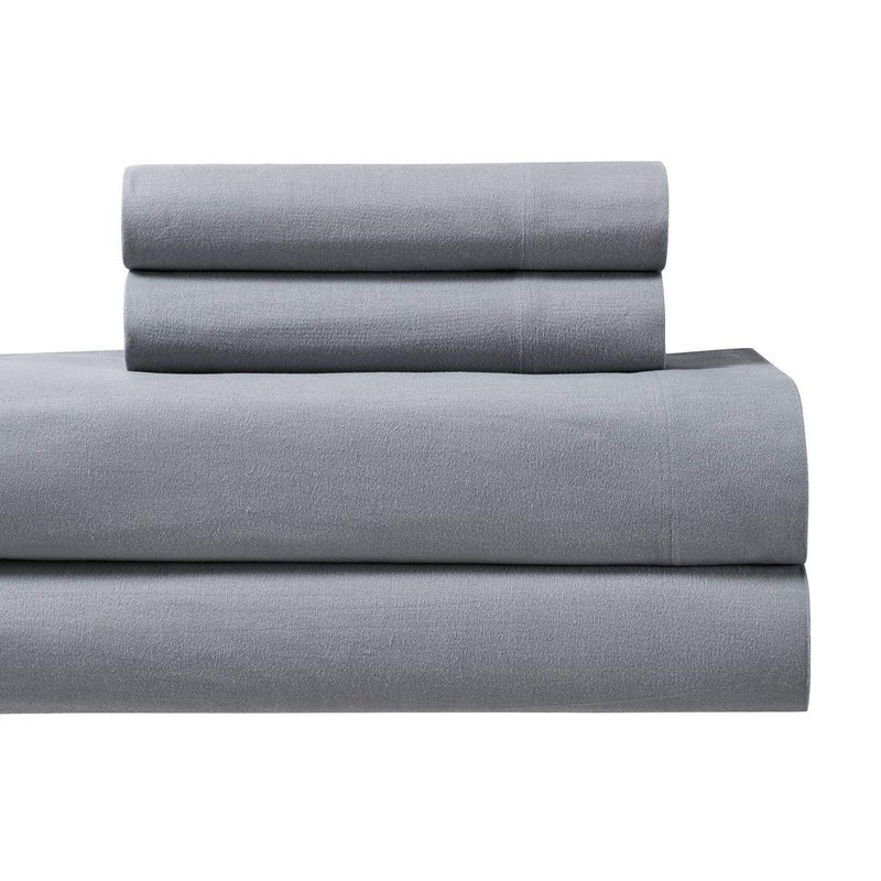 Royal Tradition Heavyweight Flannel, 100 Percent Cotton King 4PC Bed Sheets Set, Grey, 170 GSM - Image 1