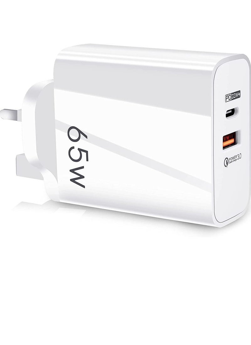 Gravity USB C Plug,Charger Type C 65W USB C Fast iphone Charger,PD3.0 Type C Super Fast Charger Wall Plug,Dual Port USB Plug Charger for iPhone, Cell Phones, Mobile Power Bank,iPad,Tablets, Headphones,etc - Image 1