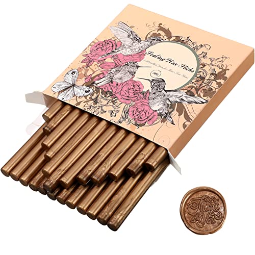 Containlol 24 Pcs Sealing Wax Sticks for Glue Gun 7 mm Mini Wax Seal Sticks for Cards Envelopes, Wedding Invitations, Gift Wrapping, Wine Packages (Bronze) - Image 1