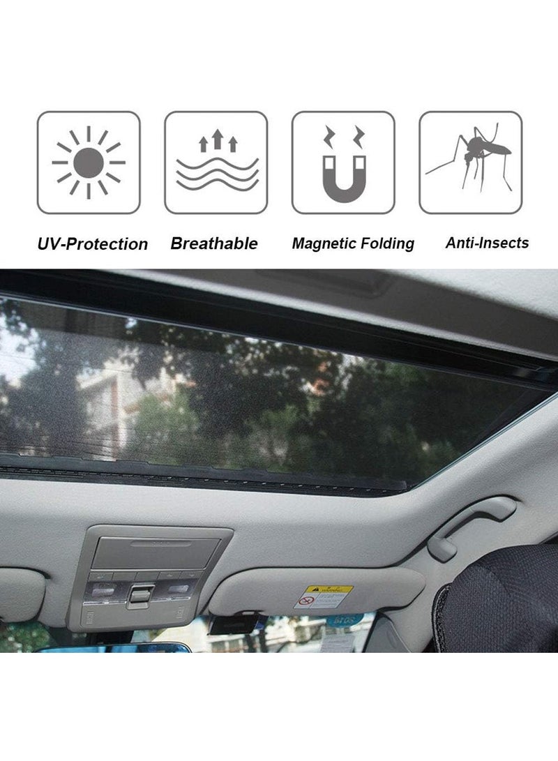 Magnetic Car Sunroof Sun Shade Breathable Mesh, Car roof Cover for Overnight Camping, Quick Install, UV Sun Protection When Parking on Trips, black - Image 2