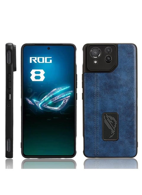 For Asus ROG Phone 8/ROG Phone 8 Pro Cow Pattern Sewing Skin PC + PU + TPU Phone Case(Blue)