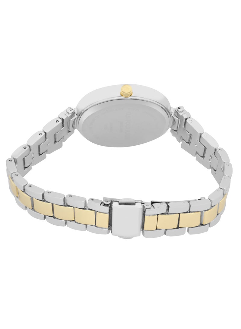 يو اس بولو اسن طقم ساعة كوارتز أنالوج فضية للنساء مع سوار - Image 4