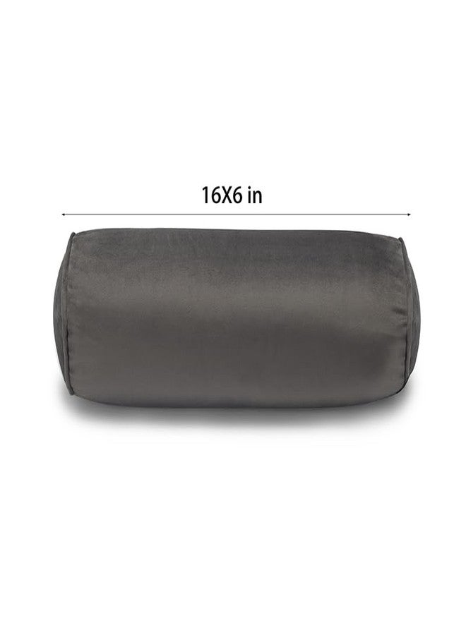 FINEASY Roll Neck Pillow Velvet Round Bolster Pillow Cervical Support Pillows Neck Pain Relief Cylinder Pillows with Removable Washable Cover 16 Inches Long x 6 Inch Diameter - Image 3