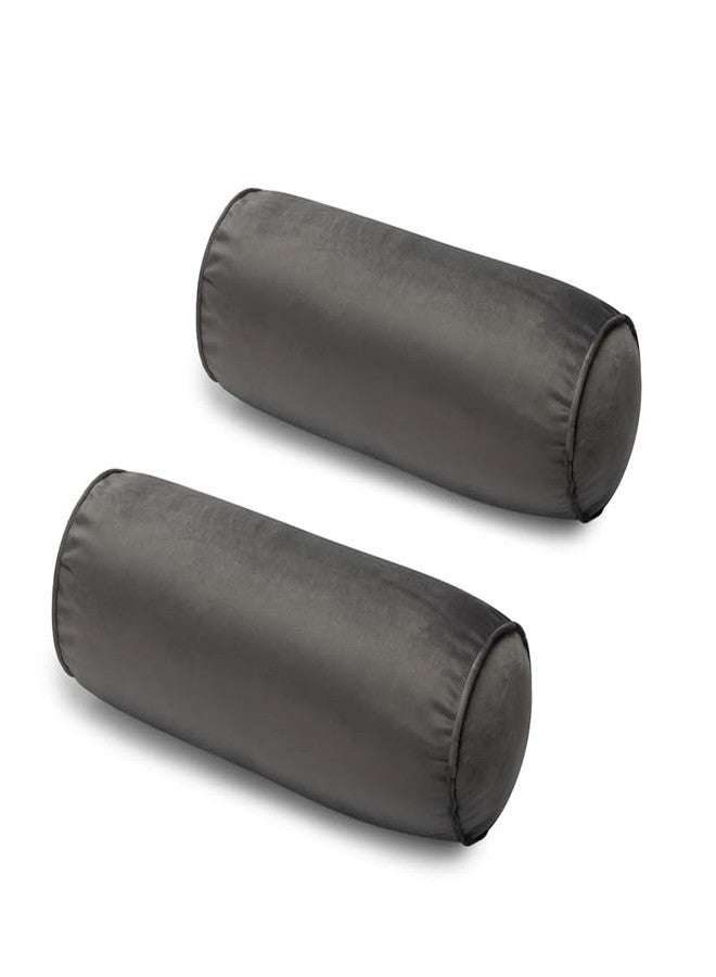 FINEASY Roll Neck Pillow Velvet Round Bolster Pillow Cervical Support Pillows Neck Pain Relief Cylinder Pillows with Removable Washable Cover 16 Inches Long x 6 Inch Diameter - Image 1