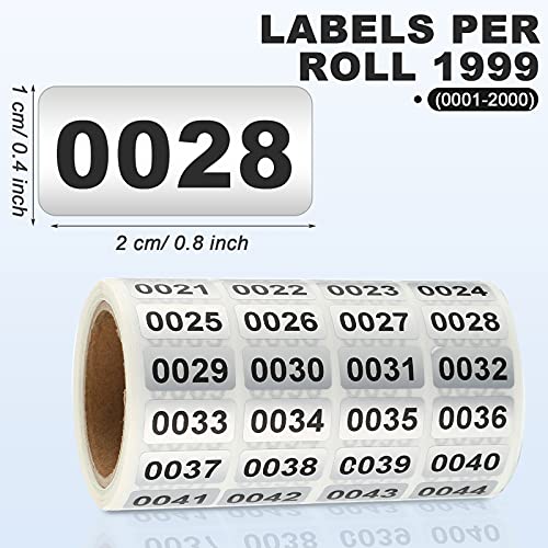 Zonon 001-2000 Pieces Inventory Number Sticker Labels Self Adhesive Waterproof Labels Vinyl Consecutive Number Stickers for Indoor, Outdoor, Storage, Classification, Supplies, 0.39 x 0.78 Inch - Image 4