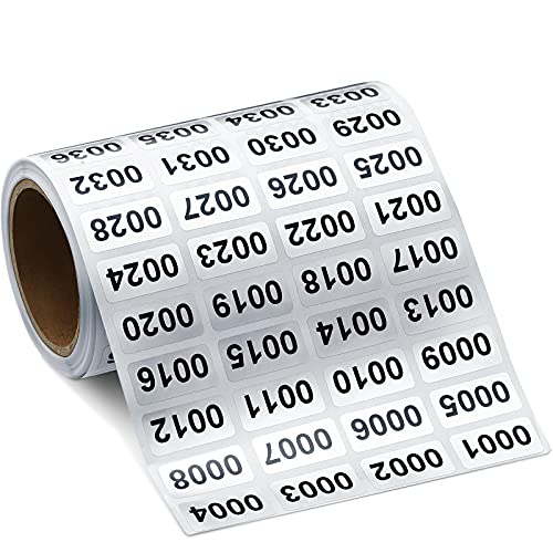 Zonon 001-2000 Pieces Inventory Number Sticker Labels Self Adhesive Waterproof Labels Vinyl Consecutive Number Stickers for Indoor, Outdoor, Storage, Classification, Supplies, 0.39 x 0.78 Inch - Image 1