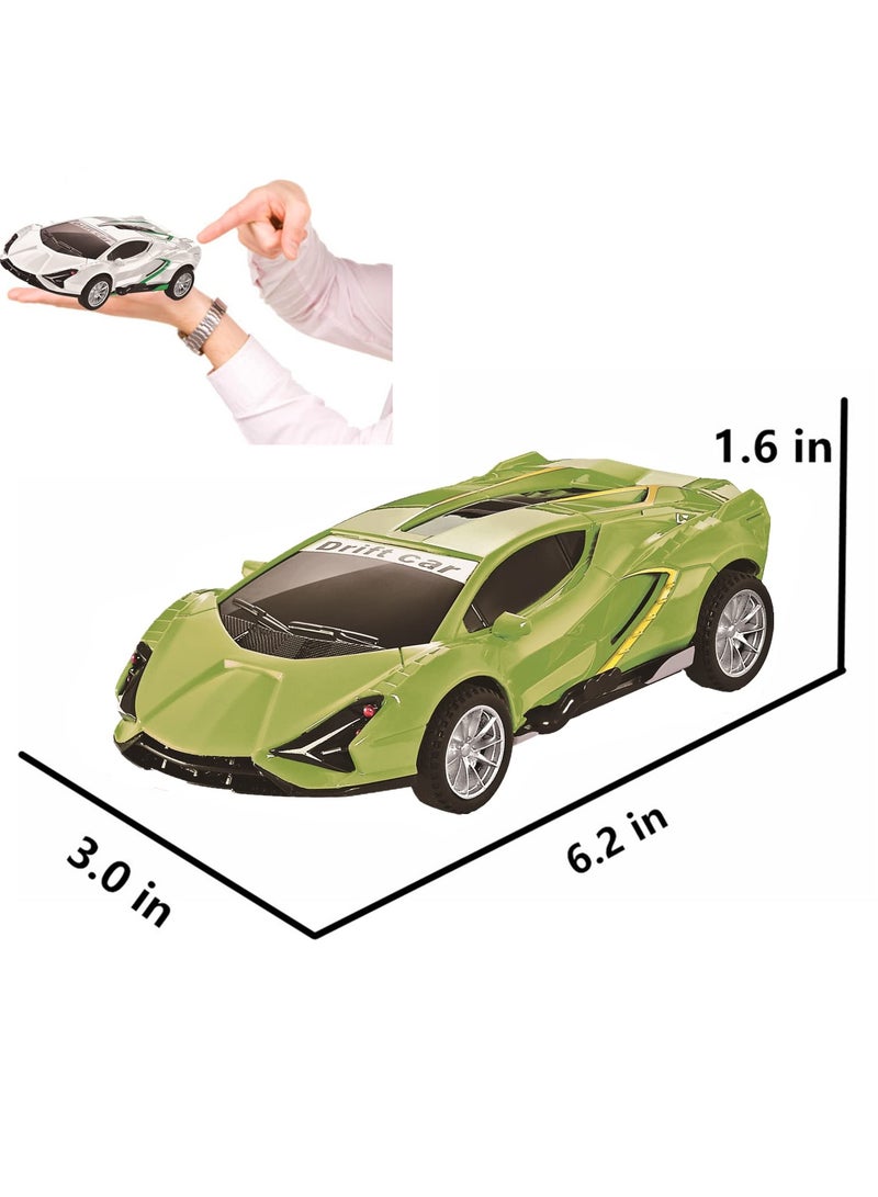 SYOSI 2 Pack Pull Back Race Cars, Inertial Push and Go Drift Car Models for Toddlers, Perfect Toy Set for Kids Ages 3-8, No Batteries Required, Ideal for Boys and Girls (Green & White) - Image 3