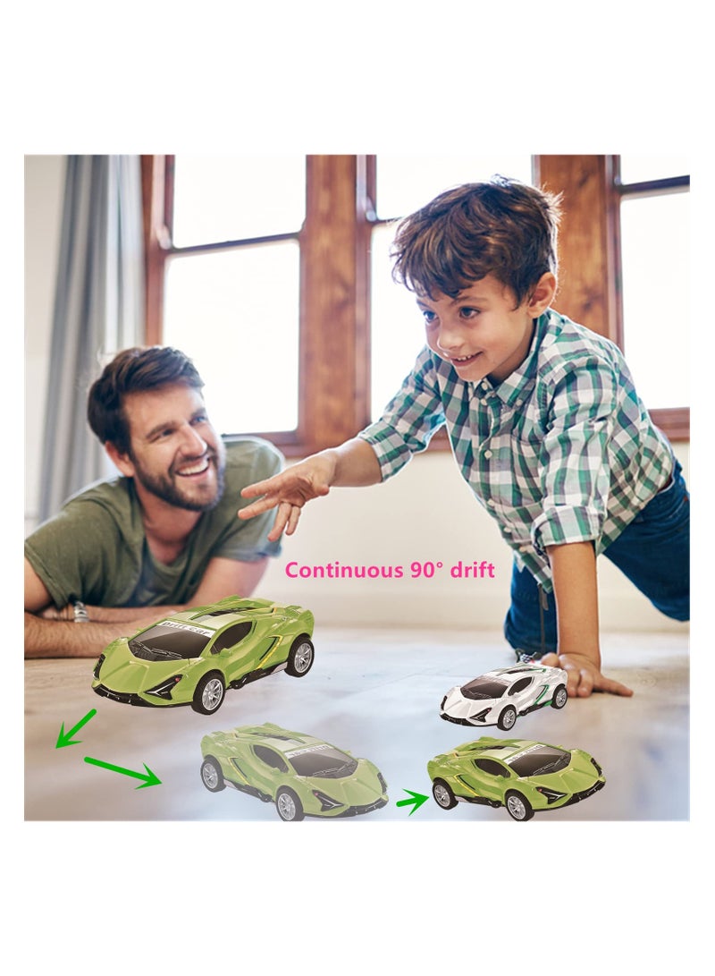 SYOSI 2 Pack Pull Back Race Cars, Inertial Push and Go Drift Car Models for Toddlers, Perfect Toy Set for Kids Ages 3-8, No Batteries Required, Ideal for Boys and Girls (Green & White) - Image 5