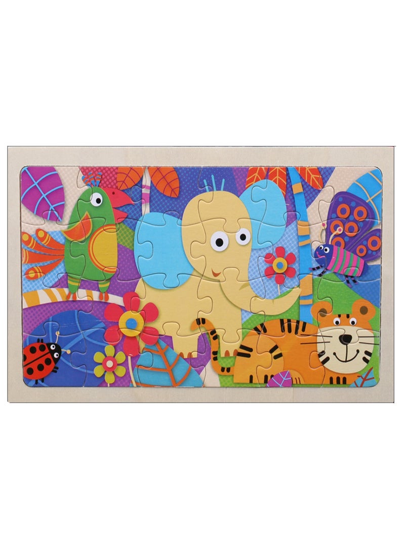 Children's Educational Wooden Cartoon Series Jigsaw Puzzles Suitable Gift Bag Pack - Image 1