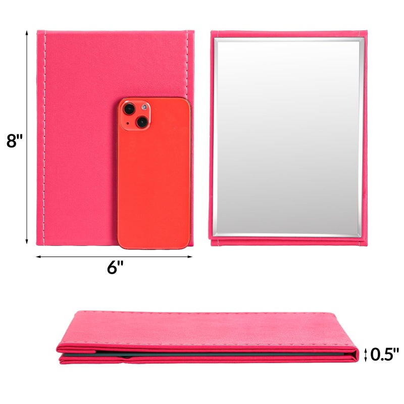 Goaste 3 Pack Portable Folding Makeup Mirror With Stand  8X6 Inches Pu Leather Travel Vanity Mirror  Adjustable Office Tabletop Mirror For Cosmetics Personal Beauty  Assorted Colors - Image 2