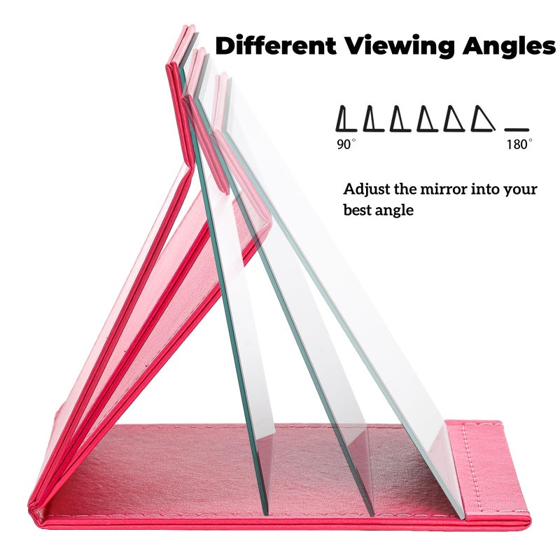 Goaste 3 Pack Portable Folding Makeup Mirror With Stand  8X6 Inches Pu Leather Travel Vanity Mirror  Adjustable Office Tabletop Mirror For Cosmetics Personal Beauty  Assorted Colors - Image 5