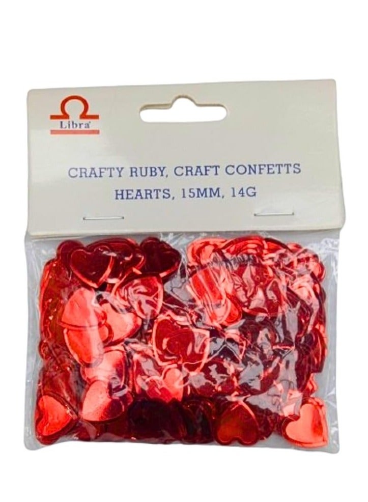Libra CRAFTY RUBY CRAFT CONFETTS HEARTS 15MM 14GRAM - Image 1