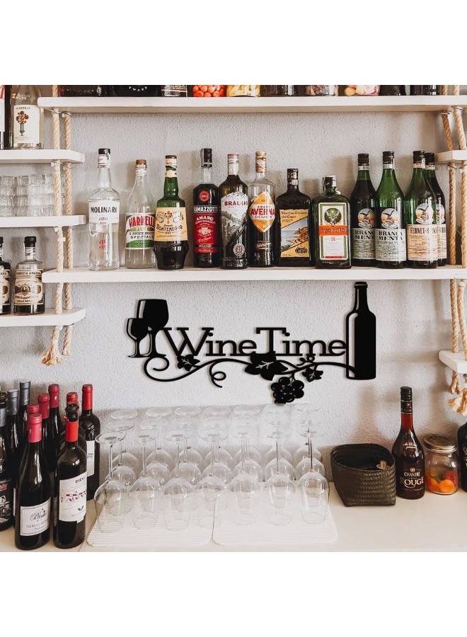 XORT Metal Wine Sign, Bar Metal Sign, Metal Kitchen Wall Decor, Vino Lover Metal Wall Art Decorative Home Restaurant Bar. (Black - 16 x 8 inch) - Image 2