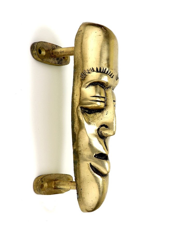Two Moustaches Tribal Man Face Brass Door Handle, Brass Door Pulls, Handles for Home Decor, Antique White, Standard, Artistic Tribal Design Hardware, Pack of 1 - Image 3