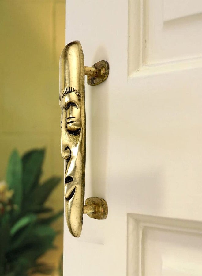 Two Moustaches Tribal Man Face Brass Door Handle, Brass Door Pulls, Handles for Home Decor, Antique White, Standard, Artistic Tribal Design Hardware, Pack of 1 - Image 5