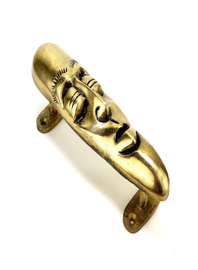 Two Moustaches Tribal Man Face Brass Door Handle, Brass Door Pulls, Handles for Home Decor, Antique White, Standard, Artistic Tribal Design Hardware, Pack of 1 - Image 2