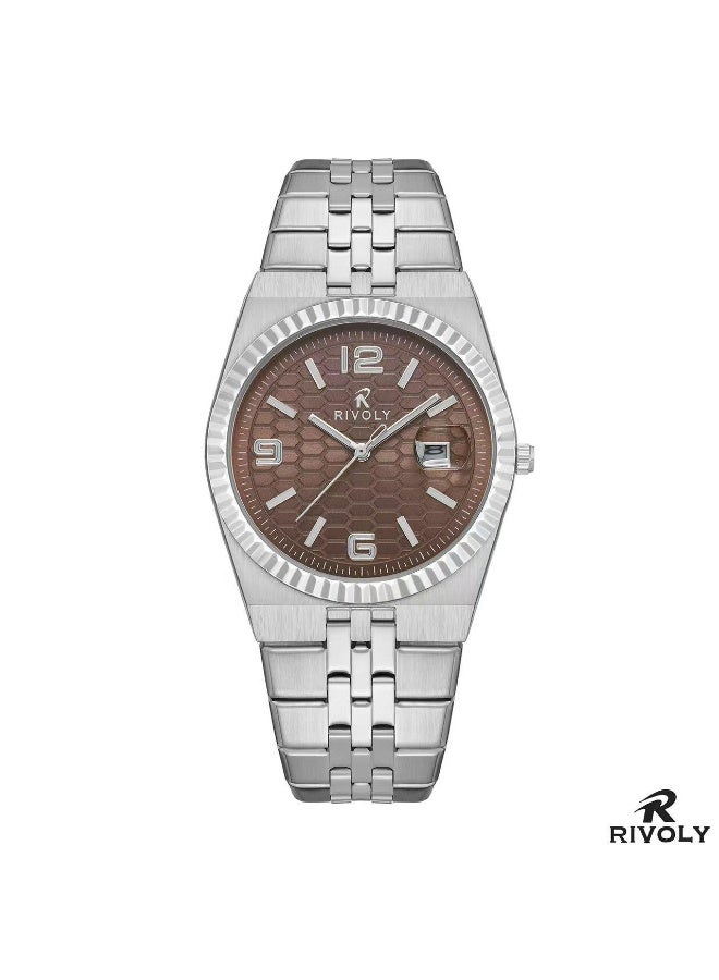 ريفولي ساعة يد أنيقة من RIVOLY بتصميم فاخر وآلية دقيقة، مزودة بعرض تاريخ وسوار مريح، تجمع بين الأناقة والمتانة للاستخدام اليومي والمناسبات.