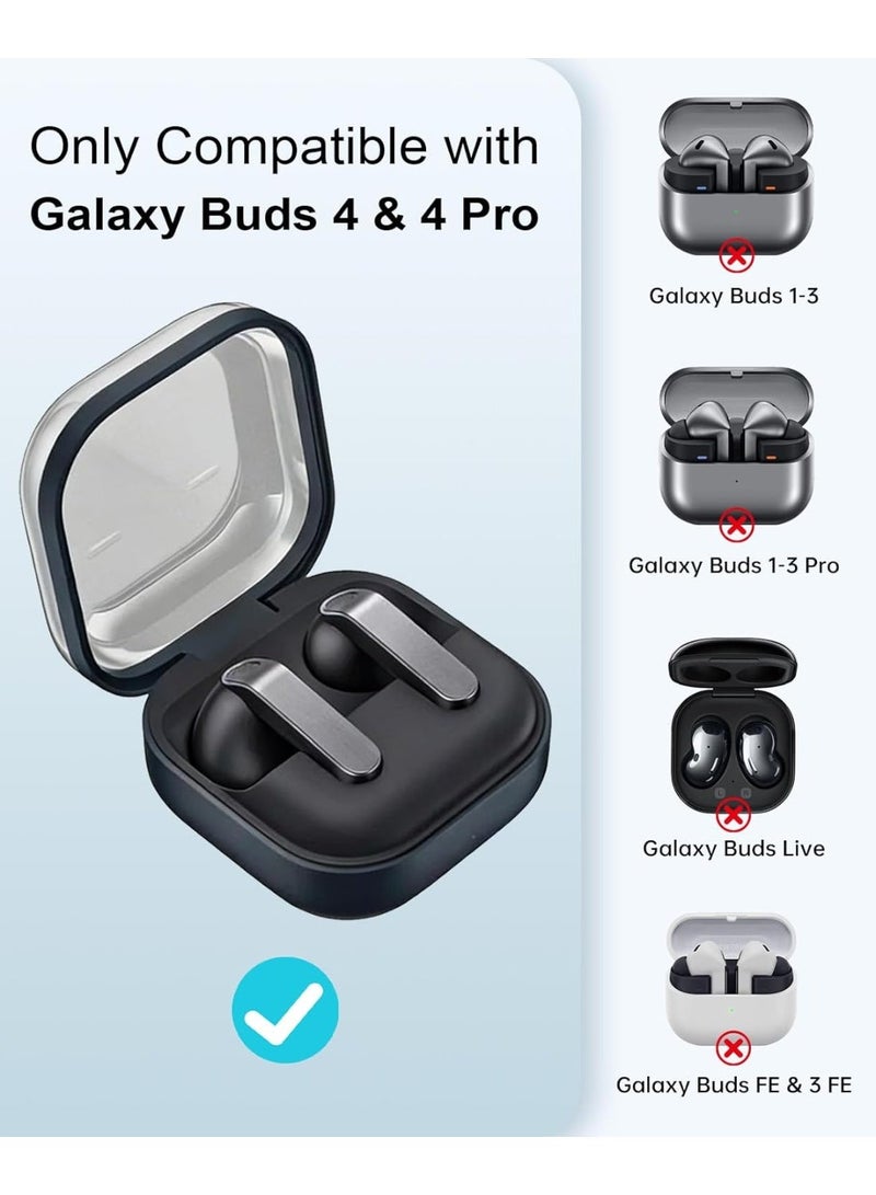 QIRG Case Cover for Samsung Galaxy Buds 4 pro/Buds 4 with Secure Lock & Phone Stand,TPU+PC Protective Cover with Keychain and Cleaner Kit,Anti-Yellowing, White - Image 2