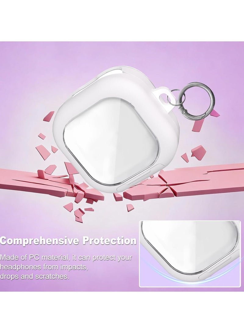 QIRG Case Cover for Samsung Galaxy Buds 4 pro/Buds 4 with Secure Lock & Phone Stand,TPU+PC Protective Cover with Keychain and Cleaner Kit,Anti-Yellowing, White - Image 3